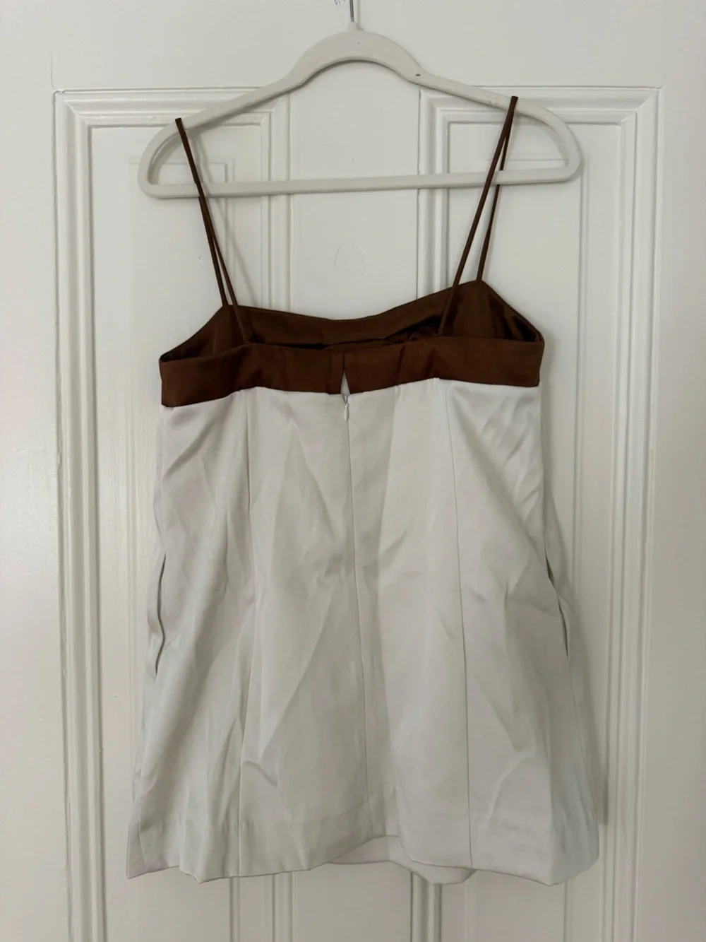 Free People Cream & Brown Satin Mini Dress